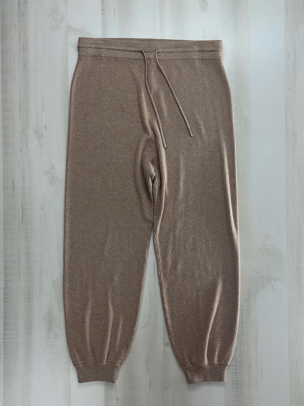 nwot LOU & GREY sweater rib knit lounge pants tan brown travel soft xl